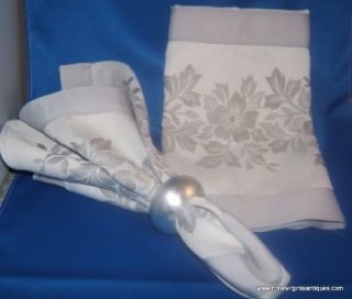 Silver Damask Linen Napkins s 2 with Free Napkin Rings