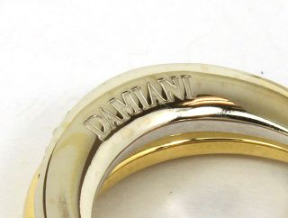 Designer Damiani Tri Color 18K Gold Diamonds Ladies Band Ring Size 6 3