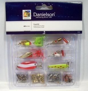 Danielson 68pc Package Trout Kit Fishing Lures River Brook New