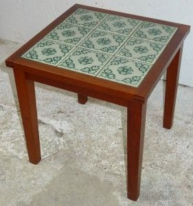 MODERN DANISH DESIGN   SMALL TEAK TABLE WITH TILES   Wegner Era