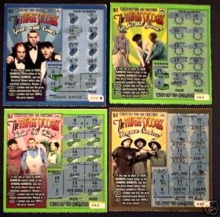  STOOGES SET OF 4 OHIO LOTTERY SCRATCH TICKETS MOE CURLY HOWARD LARRY