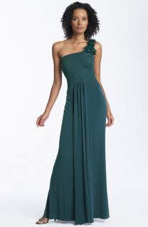 JS Collections One Shoulder Mesh & Jersey Gown