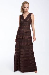 JS Collections Satin Lace Mesh Gown