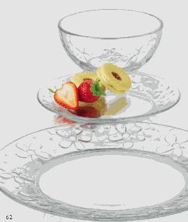 New Libbey Crisa Glass Daisy Clear 12pc Dinnerware Set