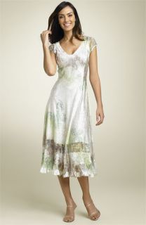 Komarov Print Dress with Lace Insets