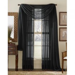 HLC.ME   4 PCS. of Black Sheer Curtains Window Treatment Panel