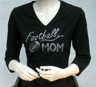 Embellished Rhinestone Tee Shirt Football Mom Design