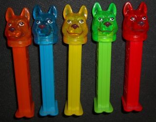 Pez Crystal K9 Dog Complete Set of 5 Rare Very Hard to Find Feet