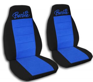 Cute Car Seat Covers Velour Black and Blue with Barbie