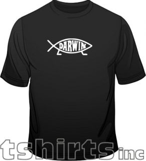 Darwin Fish Logo Science Evolutionist Science Mens T Shirt Free Post U