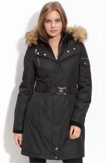 M60 Miss Sixty Quilted Anorak with Faux Fur Trim