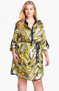 Tbags Los Angeles Roll Sleeve Tunic Dress (Plus)