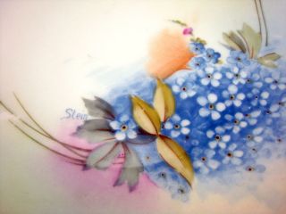 Vintage Blue flower plate, Prussia Royal Ruddelstaent Hand Painted Art