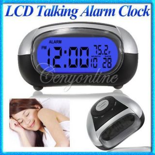  Sound Alarm Clock w Backlight Time Date Temperature Display