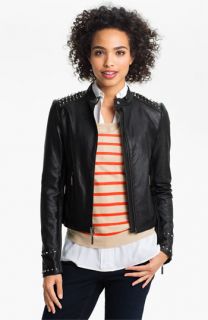 Two by Vince Camuto Studded Faux Leather Moto Jacket