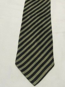 Giorgio Armani Authentic Mens Short Luxury Silk Neck Tie Stripe Black