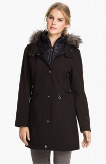 Calvin Klein Faux Fur Trim Hooded Softshell Coat