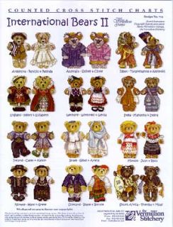 12 Mini Pair International Costume Bears Cross Stitch