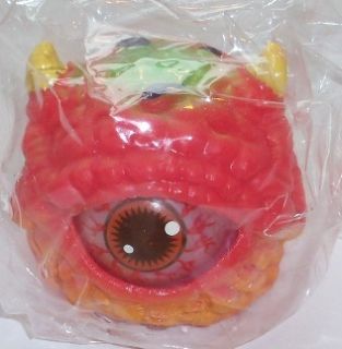 Red Blue or Green TWO Horned Cyclops Ball Squeeze Stress Toy
