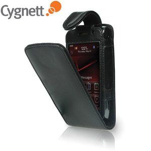 New Cygnett Black Leather Flip Case for Blackberry Storm 9250 9550