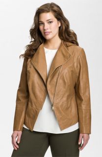 Lafayette 148 New York Asymmetric Leather Jacket (Plus)