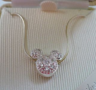 Sterling Silver CZ Pave Mickey Mouse Icon Necklace Walt Disney World