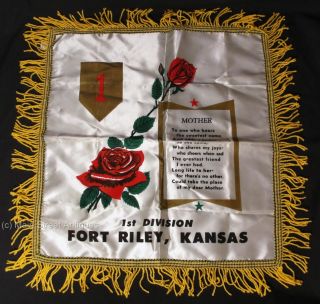 WWII First Division Fort Riley Kansas Mother Pillow Cover Big Red One