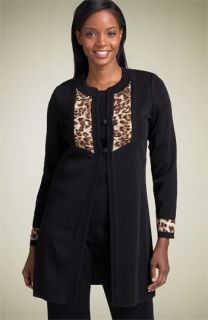 Exclusively Misook Knit Duster with Animal Print Detail