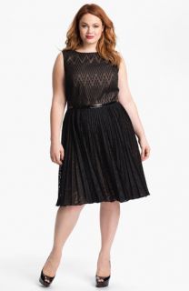 Adrianna Papell Burnout Sleeveless Dress (Plus)