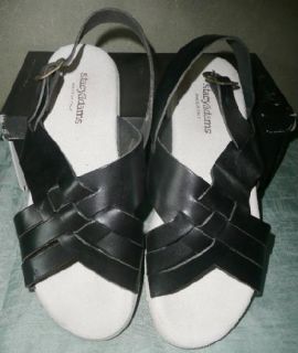New Never Worn Mens Black Leather Vtg 23927 Sandals Stacy Adams Shoes