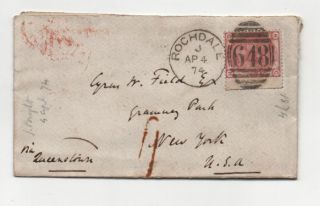 New York 1874 Envelope addressed to Cyrus w Field Philatelic