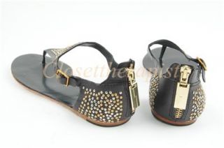 New Auth L A M B Gwen Stefani $190 Dagan Flat Leather Sandal Black 7 5