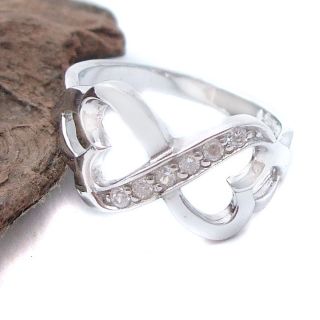 Infinity Connected Loving Heart CZ 925 Silver Ring 10