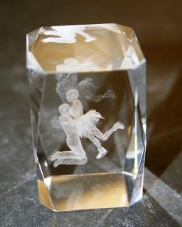 Dancers Crystal Glass Laser Art 3D Etched Block Beautiful Ornament