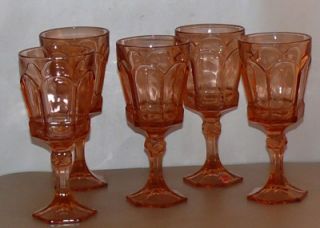 Vintage Fostoria Virginia Pink Water Goblet Glasses 5pc
