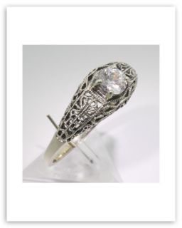 sterling silver cubic zirconia filigree ring this