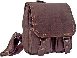 David King Distressed Leather Laptop Backpack Brown