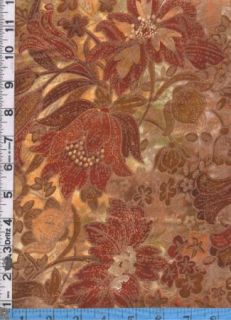 Fabric Kaufman Jewels of India Large Floral Amber Gold
