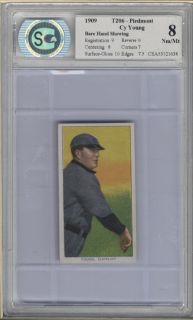 1909 11 T206 Piedmont CY Young Bare Hand Showing Centered NM MT CSA 8