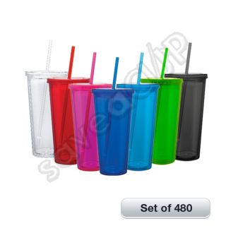  Insulated Double Wall Cups with Lid and Straw 20oz BPA Free