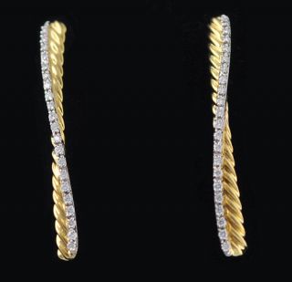 David Yurman 18K Gold Crossover Diamond Stick Earrings
