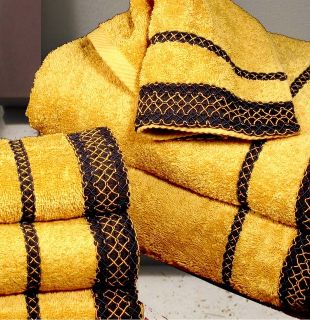 Armani International Gold Bath and Beach Towel Set 3 Pcs in Yellow