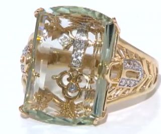 Gem Designs by Palermo 14k 7 09ct Prasiolite and Diamond Gold Key Ring