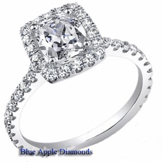 50 Carat Cushion Cut Brilliant Diamond Hallo Engagement 18K Ring E F