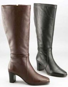 David Tate Daytona BROWN Leather Dress Boots 7 5ww WIDE CALF NEW NIB