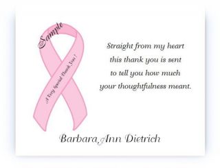 30 Custom Pink Ribbon Breast Cancer Thank You Cards