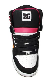 DC Shoes Womens Sneakers Rebound Hi Le Black White Orange 303400 Sz 6