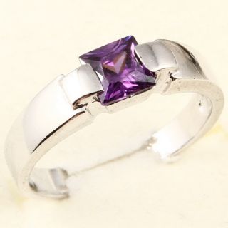  5mm Princess Cut Purple Amethyst Sq Ring