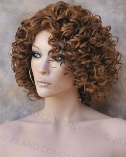 Human Hair Blend Wig Short Corkstrew Very Curly Auburn Mix Heat Safe