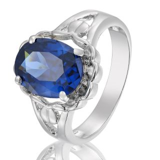 Oval Cut Royal Blue Sapphire Topaz Ring Women Dress Jewelry 8 Q